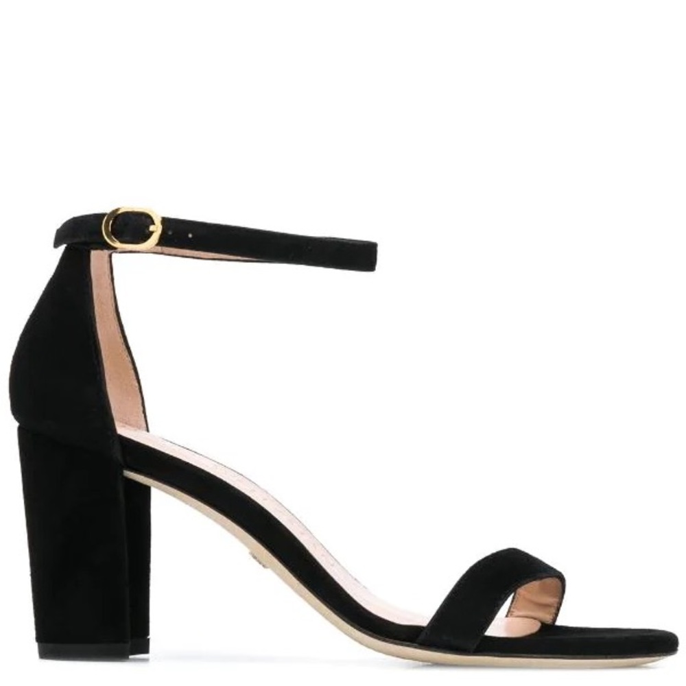 STUART WEITZMAN // NearlyNude black suede sandals ( 8 )